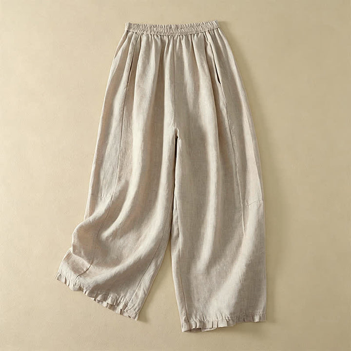Buddha Stones Pantaloni basici semplici a tinta unita da donna, modello alla caviglia, con gamba dritta e tasche, per primavera/estate. - Beige - US8-10, UK/AU12-14, EU40-42 (2XL) - image 0