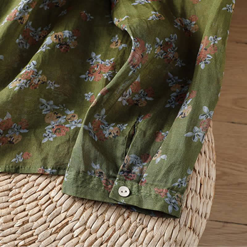 Buddha Stones Camicie da donna a maniche lunghe con bottoni, stampa floreale, stile vintage, per primavera/estate, con taschino. - image 11