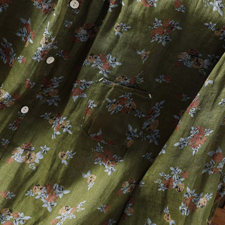 Buddha Stones Camicie da donna a maniche lunghe con bottoni, stampa floreale, stile vintage, per primavera/estate, con taschino. - image 13