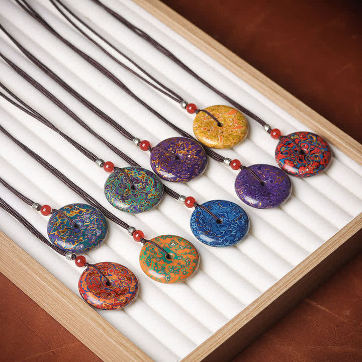Buddha Stones Collana con ciondolo a forma di fibbia della pace e cordino intrecciato - image 0