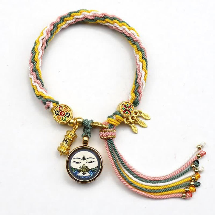 Buddha Stones Bracciale rinforzato Om Mani Padme Hum in acciaio al titanio tibetano - Giallo Rosa - image 9