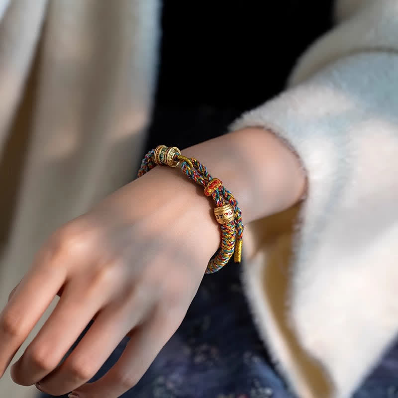 Buddha Stones Bracciale tibetano di protezione con cordino rosso Om Mani Padme Hum - image 3