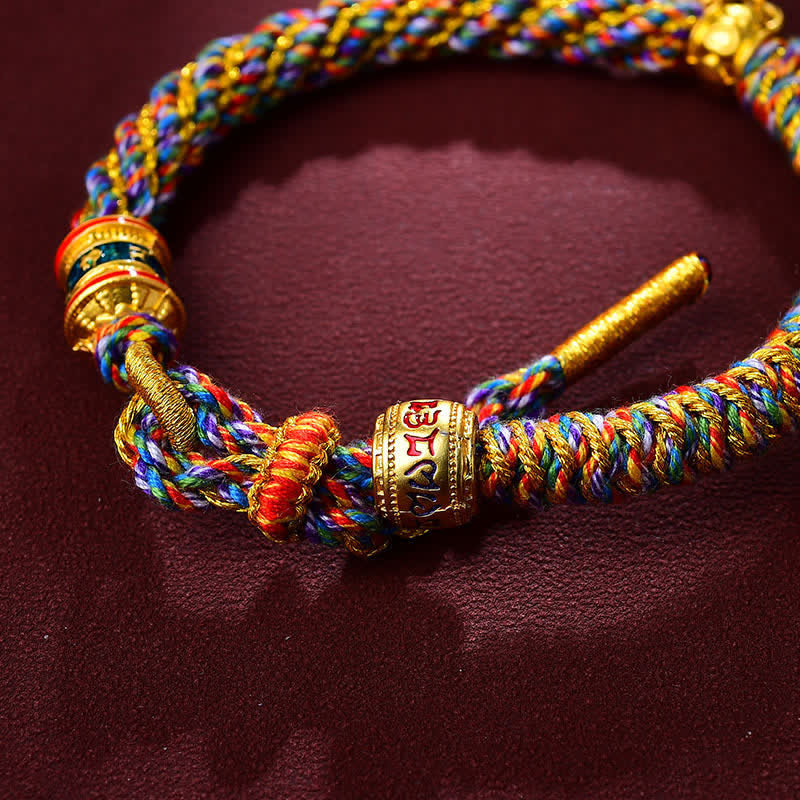 Buddha Stones Bracciale tibetano di protezione con cordino rosso Om Mani Padme Hum - image 4