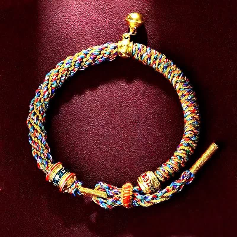 Buddha Stones Bracciale tibetano di protezione con cordino rosso Om Mani Padme Hum - image 1