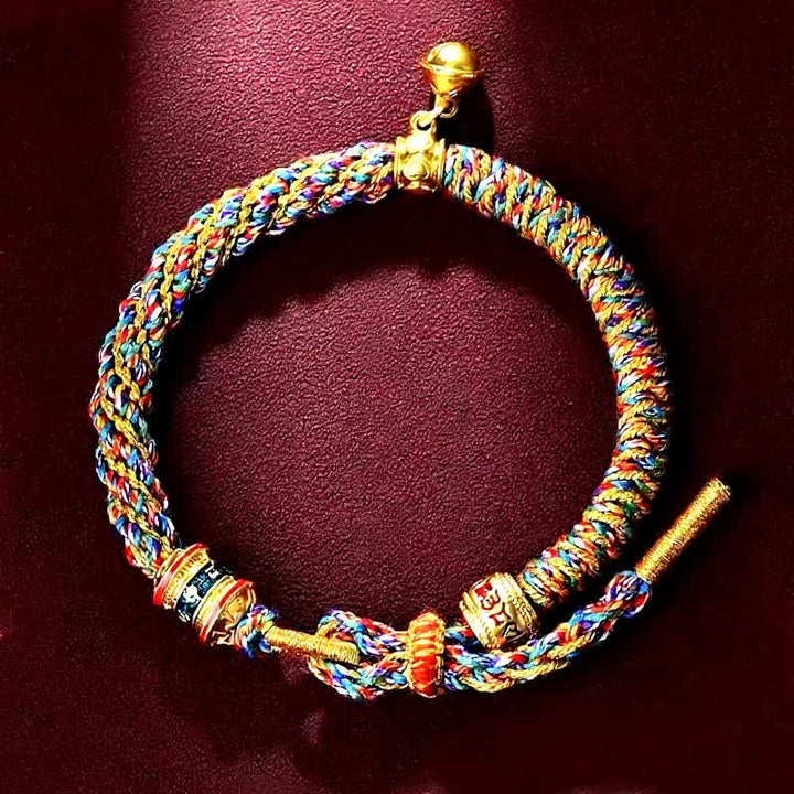 Buddha Stones Bracciale tibetano di protezione con cordino rosso Om Mani Padme Hum - image 1