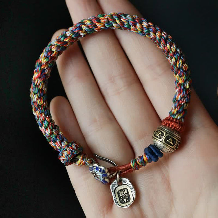 Buddha Stones Bracciale tibetano con corda intrecciata Zakiram Om Mani Padme Hum Peace - image 4