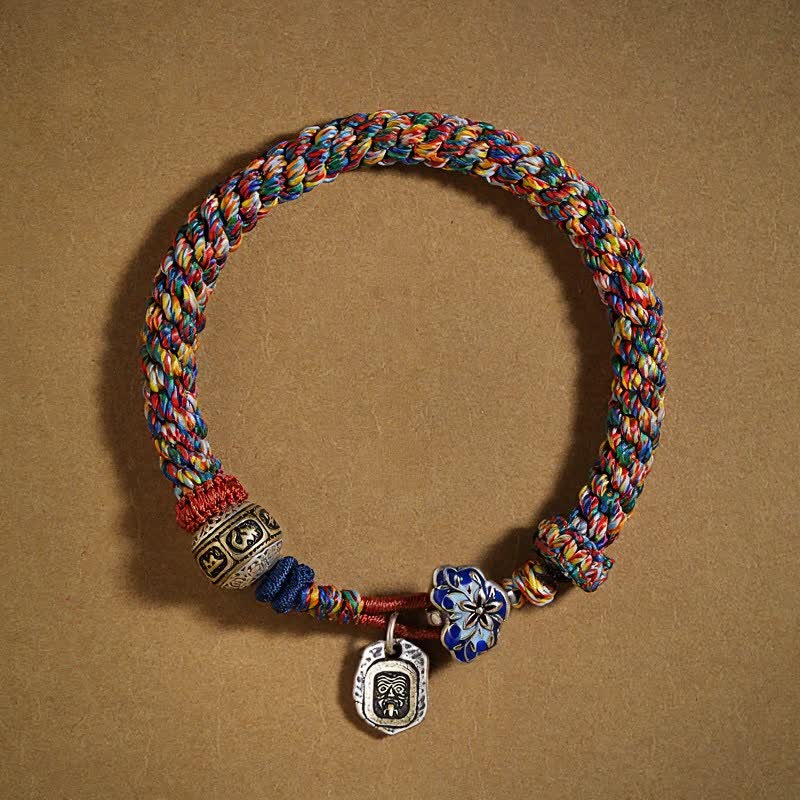 Buddha Stones Bracciale tibetano con corda intrecciata Zakiram Om Mani Padme Hum Peace - image 1