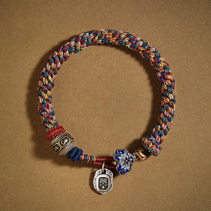 Buddha Stones Bracciale tibetano con corda intrecciata Zakiram Om Mani Padme Hum Peace - image 1