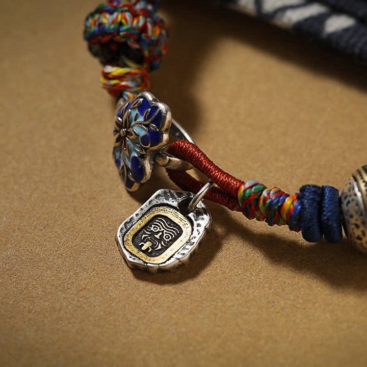 Buddha Stones Bracciale tibetano con corda intrecciata Zakiram Om Mani Padme Hum Peace - image 8