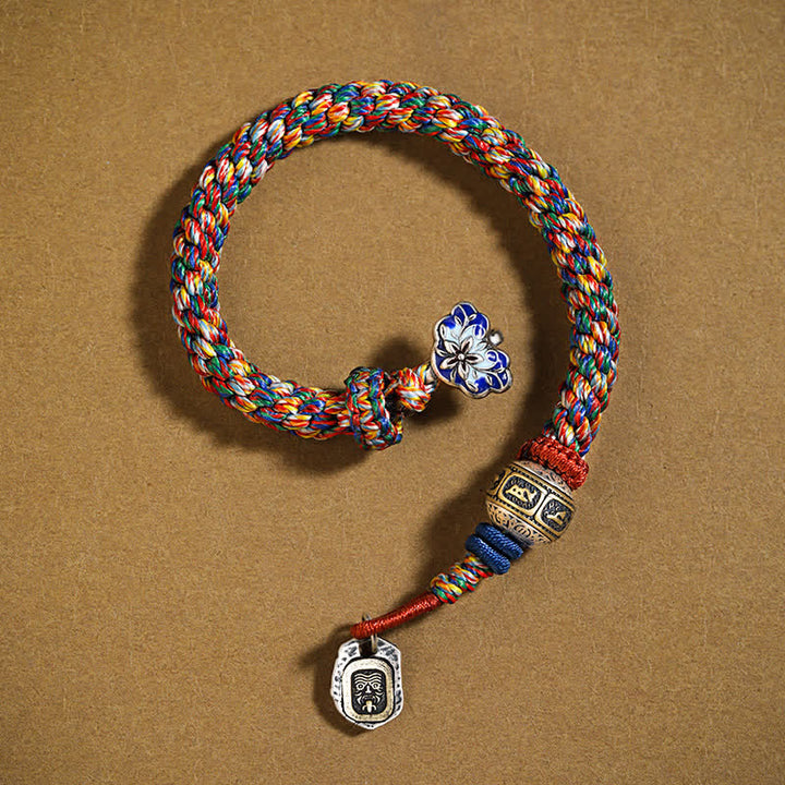 Buddha Stones Bracciale tibetano con corda intrecciata Zakiram Om Mani Padme Hum Peace - image 3