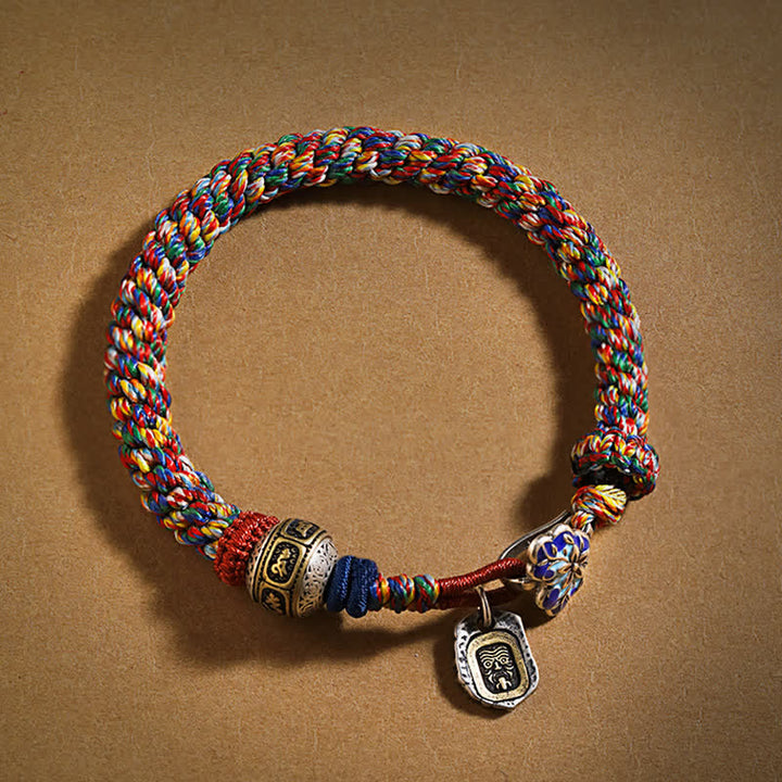 Buddha Stones Bracciale tibetano con corda intrecciata Zakiram Om Mani Padme Hum Peace - 6,3–6,7 pollici (16–17 cm) - image 0