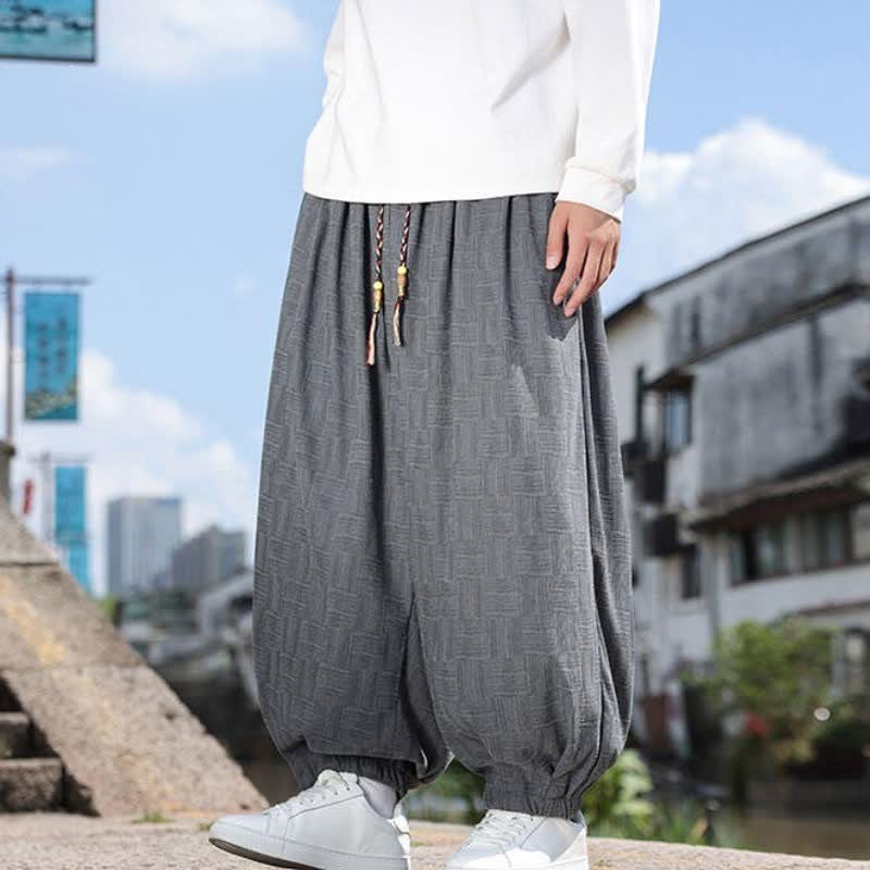Buddha Stones Pantaloni alla caviglia da uomo stile harem con coulisse, casual, vintage, vintage, autunno/inverno, con motivo geometrico e tasca. - image 11