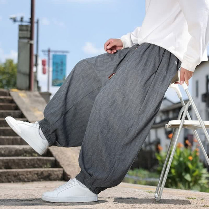 Buddha Stones Pantaloni alla caviglia da uomo stile harem con coulisse, casual, vintage, vintage, autunno/inverno, con motivo geometrico e tasca. - image 12