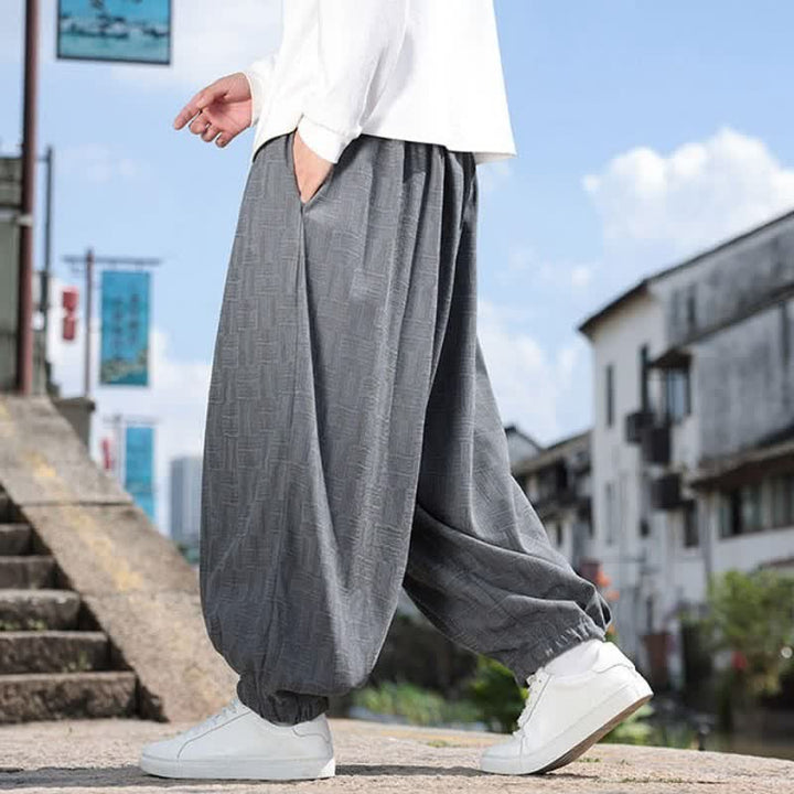 Buddha Stones Pantaloni alla caviglia da uomo stile harem con coulisse, casual, vintage, vintage, autunno/inverno, con motivo geometrico e tasca. - image 13