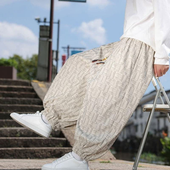 Buddha Stones Pantaloni alla caviglia da uomo stile harem con coulisse, casual, vintage, vintage, autunno/inverno, con motivo geometrico e tasca. - image 7