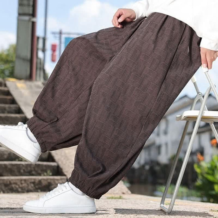 Buddha Stones Pantaloni alla caviglia da uomo stile harem con coulisse, casual, vintage, vintage, autunno/inverno, con motivo geometrico e tasca. - image 20