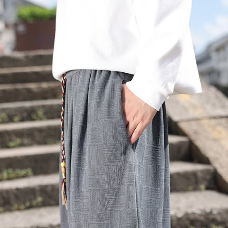 Buddha Stones Pantaloni alla caviglia da uomo stile harem con coulisse, casual, vintage, vintage, autunno/inverno, con motivo geometrico e tasca. - image 16