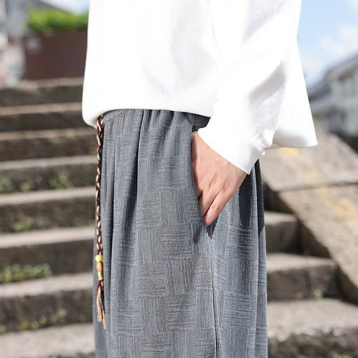 Buddha Stones Pantaloni alla caviglia da uomo stile harem con coulisse, casual, vintage, vintage, autunno/inverno, con motivo geometrico e tasca. - image 16