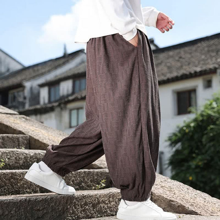 Buddha Stones Pantaloni alla caviglia da uomo stile harem con coulisse, casual, vintage, vintage, autunno/inverno, con motivo geometrico e tasca. - image 21