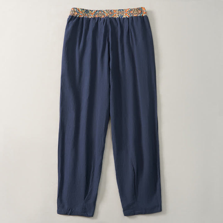 Buddha Stones Pantaloni lunghi da uomo primaverili/estivi casual boho con coulisse, motivo geometrico e vita elasticizzata, modello affusolato con tasche. - image 15