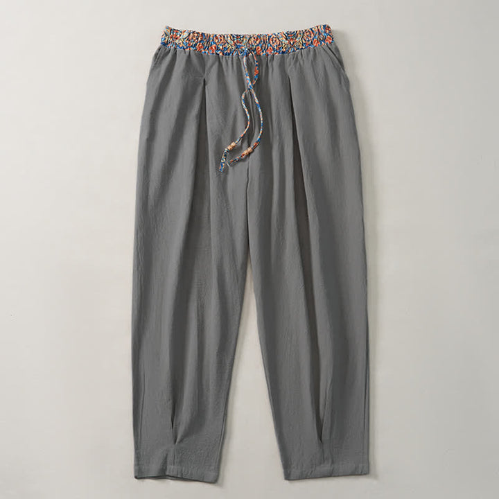 Buddha Stones Pantaloni lunghi da uomo primaverili/estivi casual boho con coulisse, motivo geometrico e vita elasticizzata, modello affusolato con tasche. - image 26