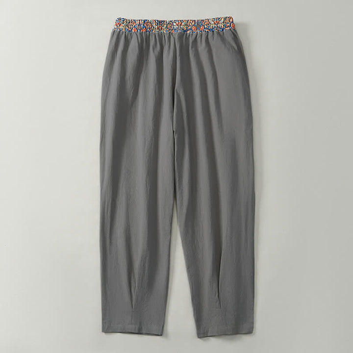 Buddha Stones Pantaloni lunghi da uomo primaverili/estivi casual boho con coulisse, motivo geometrico e vita elasticizzata, modello affusolato con tasche. - image 27