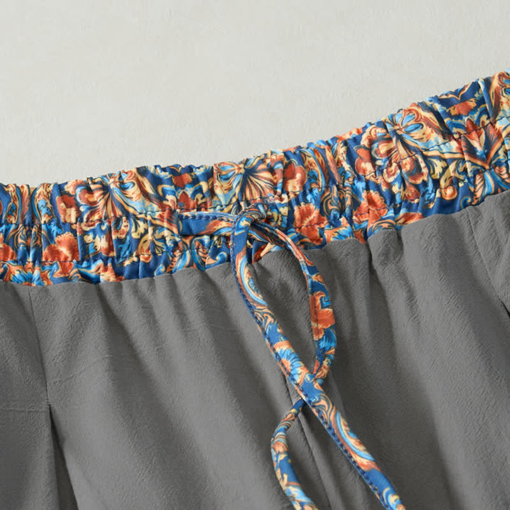 Buddha Stones Pantaloni lunghi da uomo primaverili/estivi casual boho con coulisse, motivo geometrico e vita elasticizzata, modello affusolato con tasche. - image 30