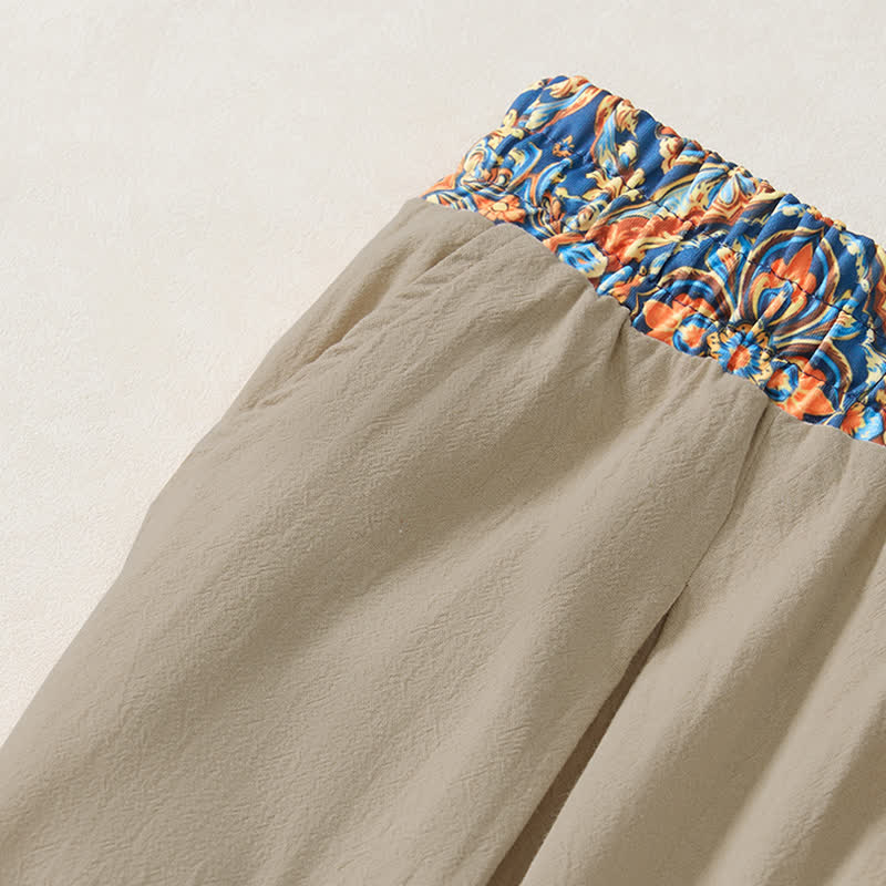 Buddha Stones Pantaloni lunghi da uomo primaverili/estivi casual boho con coulisse, motivo geometrico e vita elasticizzata, modello affusolato con tasche. - image 5
