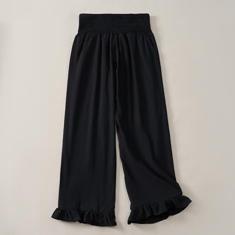 Buddha Stones Pantaloni da donna a gamba dritta con orlo arricciato, stile boho, casual, primavera/estate, per la caviglia, stile boho. - image 10