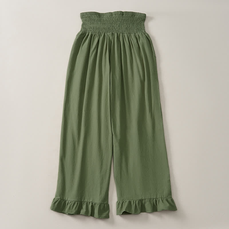 Buddha Stones Pantaloni da donna a gamba dritta con orlo arricciato, stile boho, casual, primavera/estate, per la caviglia, stile boho. - image 20