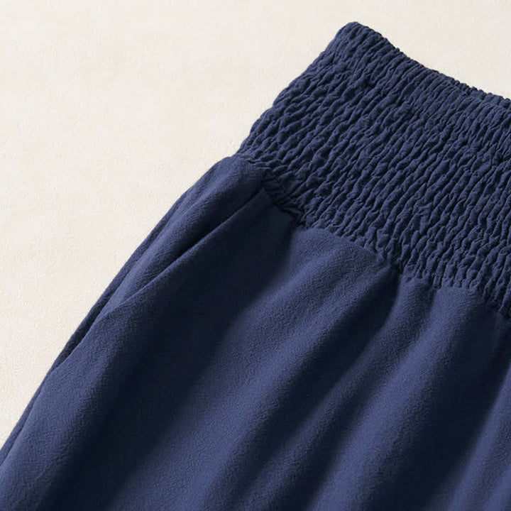 Buddha Stones Pantaloni da donna a gamba dritta con orlo arricciato, stile boho, casual, primavera/estate, per la caviglia, stile boho. - image 2
