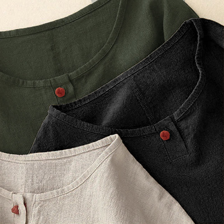 T-shirt da donna a maniche corte, girocollo, modello ampio, con stampa Buddha Stones. - image 27