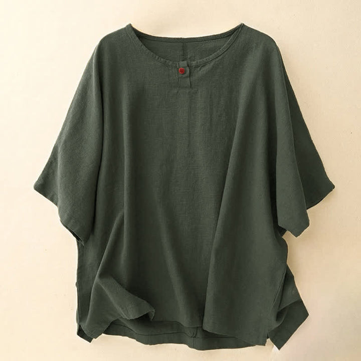 T-shirt da donna a maniche corte, girocollo, modello ampio, con stampa Buddha Stones. - Verde oliva scuro - manica corta - US14, UK/AU18, EU46 (2XL) - image 10
