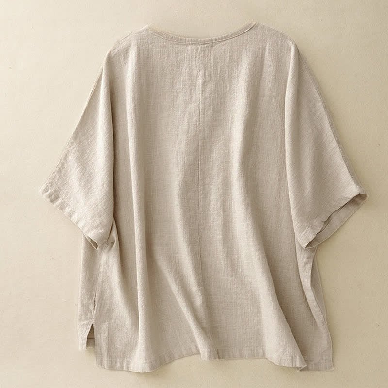 T-shirt da donna a maniche corte, girocollo, modello ampio, con stampa Buddha Stones. - image 1