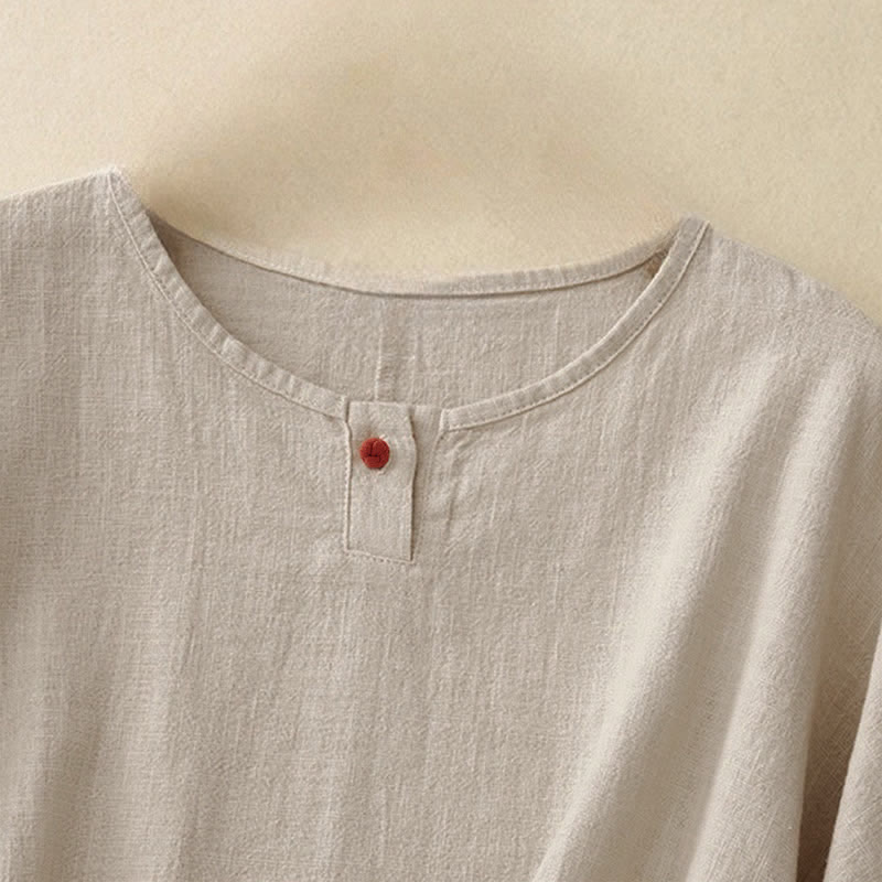 T-shirt da donna a maniche corte, girocollo, modello ampio, con stampa Buddha Stones. - image 2