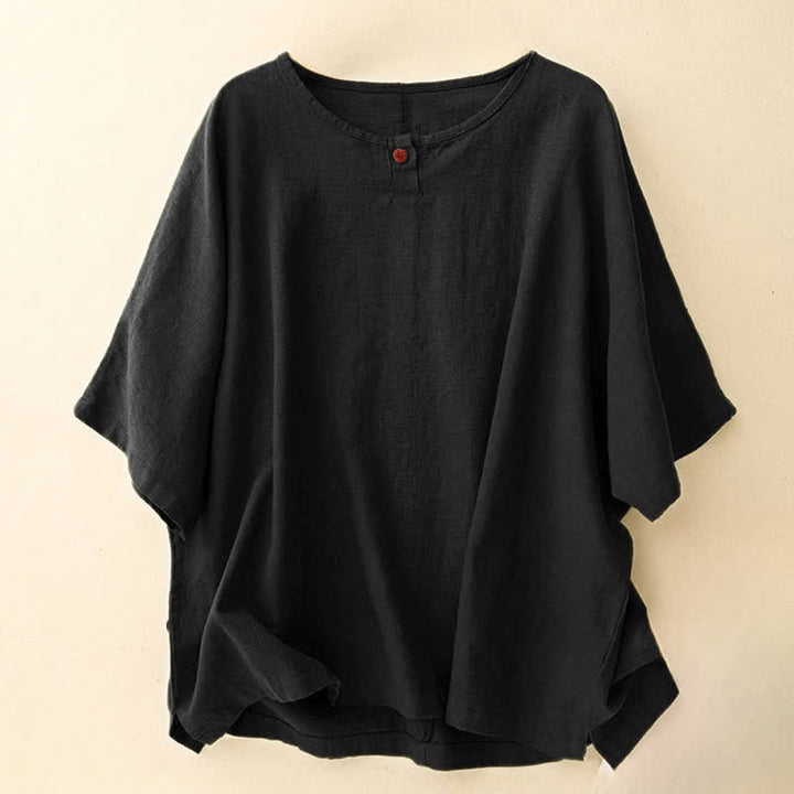 T-shirt da donna a maniche corte, girocollo, modello ampio, con stampa Buddha Stones. - image 14
