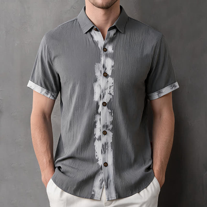Buddha Stones Camicia da uomo a maniche corte, stile boho estivo casual, con stampa tie-dye. - Grigio - US/UK/AU42, EU52 (3XL) - image 16