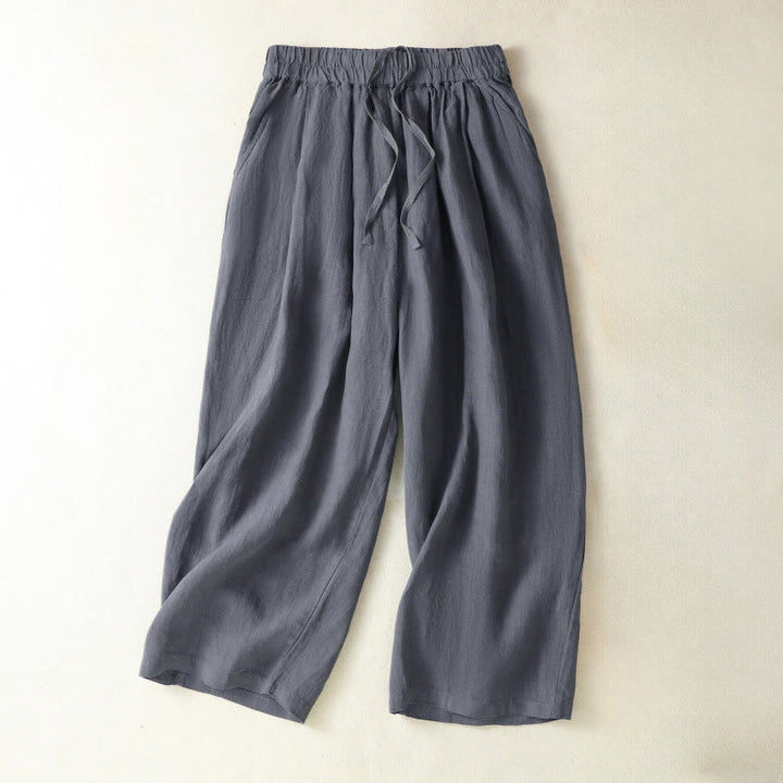 Buddha Stones Pantaloni corti da donna a gamba dritta, casual, minimalisti, con coulisse, tinta unita, per primavera, estate e autunno, con tasca. - Grigio ardesia - US8-10, UK/AU12-14, EU40-42 (2XL) - image 0