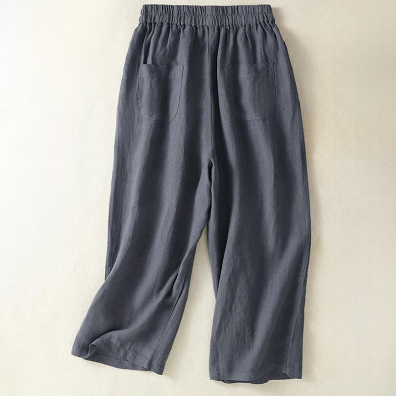 Buddha Stones Pantaloni corti da donna a gamba dritta, casual, minimalisti, con coulisse, tinta unita, per primavera, estate e autunno, con tasca. - image 1