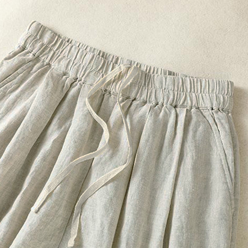 Buddha Stones Pantaloni corti da donna a gamba dritta, casual, minimalisti, con coulisse, tinta unita, per primavera, estate e autunno, con tasca. - image 7