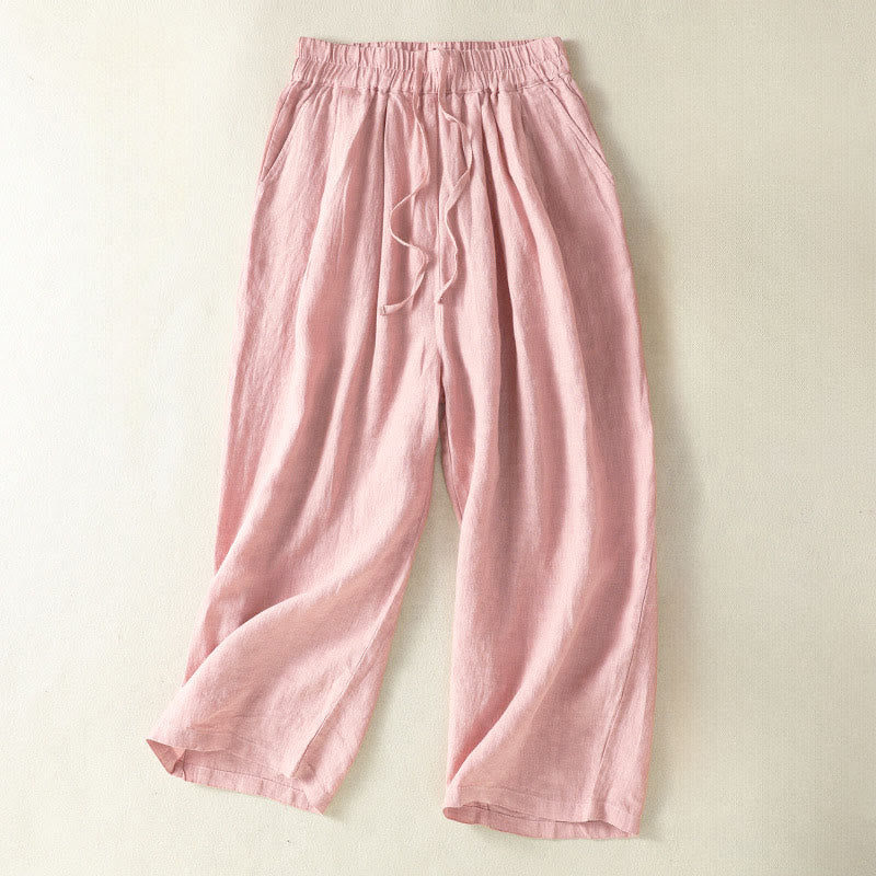 Buddha Stones Pantaloni corti da donna a gamba dritta, casual, minimalisti, con coulisse, tinta unita, per primavera, estate e autunno, con tasca. - Rosa - US8-10, UK/AU12-14, EU40-42 (2XL) - image 17