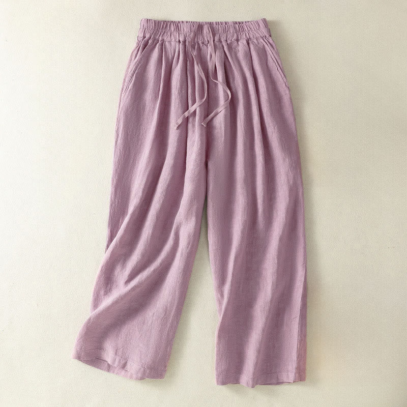 Buddha Stones Pantaloni corti da donna a gamba dritta, casual, minimalisti, con coulisse, tinta unita, per primavera, estate e autunno, con tasca. - Lavanda - US8-10, UK/AU12-14, EU40-42 (2XL) - image 12