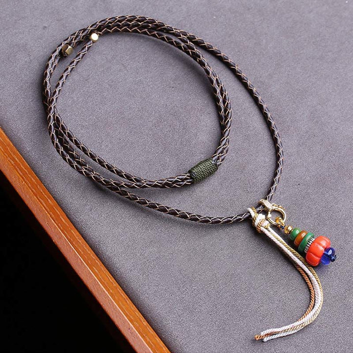 Buddha Stones Collana con ciondolo di protezione tibetano con design Mani Stone Heap Heap Bead Liuli Bead. - image 1