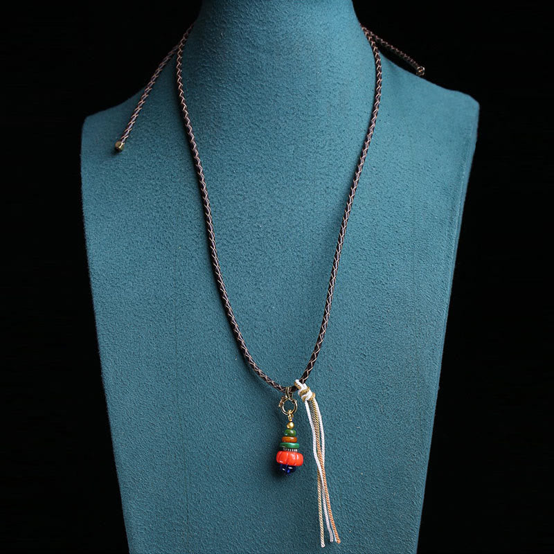 Buddha Stones Collana con ciondolo di protezione tibetano con design Mani Stone Heap Heap Bead Liuli Bead. - image 5