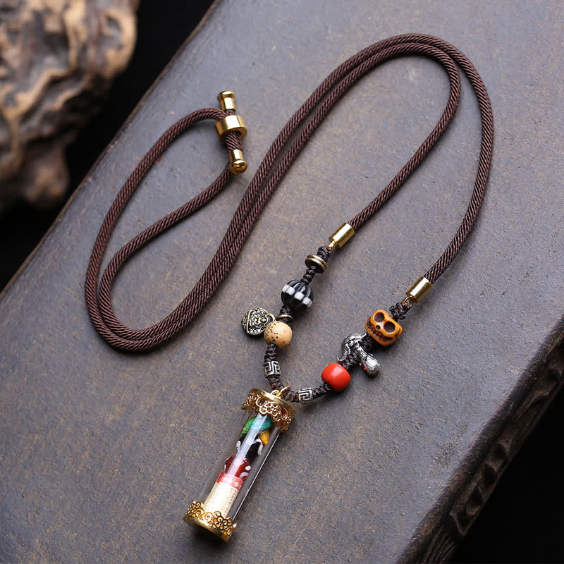Buddha Stones Scatola di preghiera tibetana Ghau in agata e rame con tubo di scrittura e collana di radicamento - Circa 36 × 10 mm - image 0