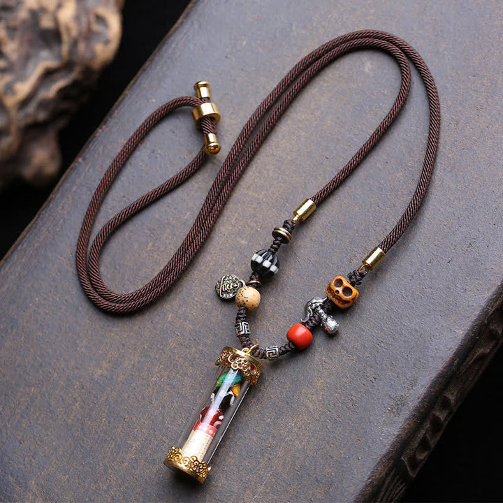 Buddha Stones Scatola di preghiera tibetana Ghau in agata e rame con tubo di scrittura e collana di radicamento - Circa 36 × 10 mm - image 0