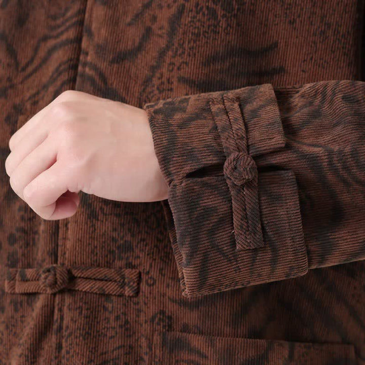Giacca da uomo in velluto a coste con tasche, stile retrò, con motivo Buddha Stones, per autunno/inverno. - image 6