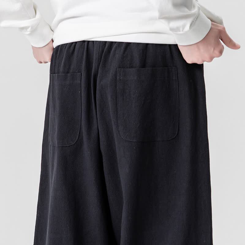 Buddha Stones Pantaloni casual primavera/estate con coulisse, in cotone tinta unita, alla caviglia, pantaloni harem da uomo con tasche. - image 20