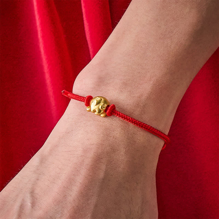 Buddha Stones Bracciale di protezione in rame con elefante e cordino rosso - image 4