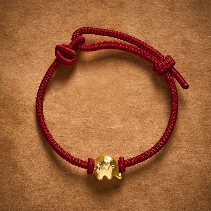Buddha Stones Bracciale di protezione in rame con elefante e cordino rosso - image 11